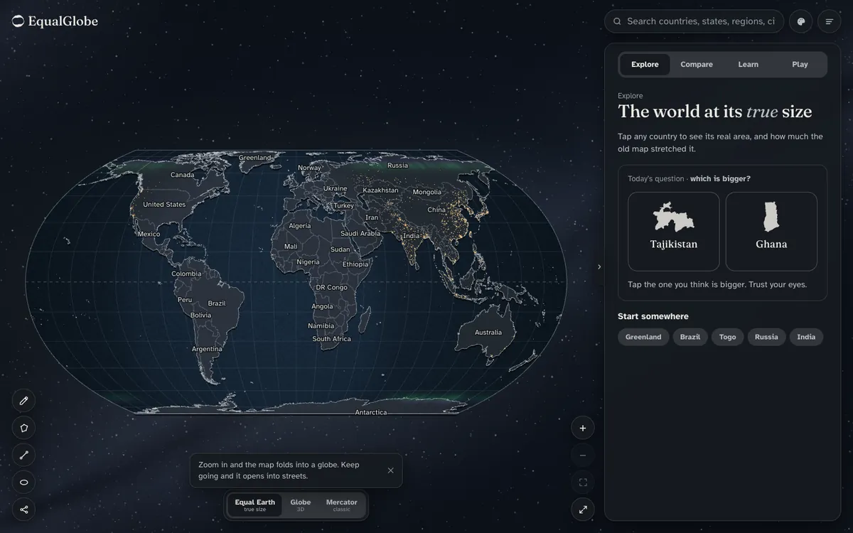 Landing page of EqualGlobe